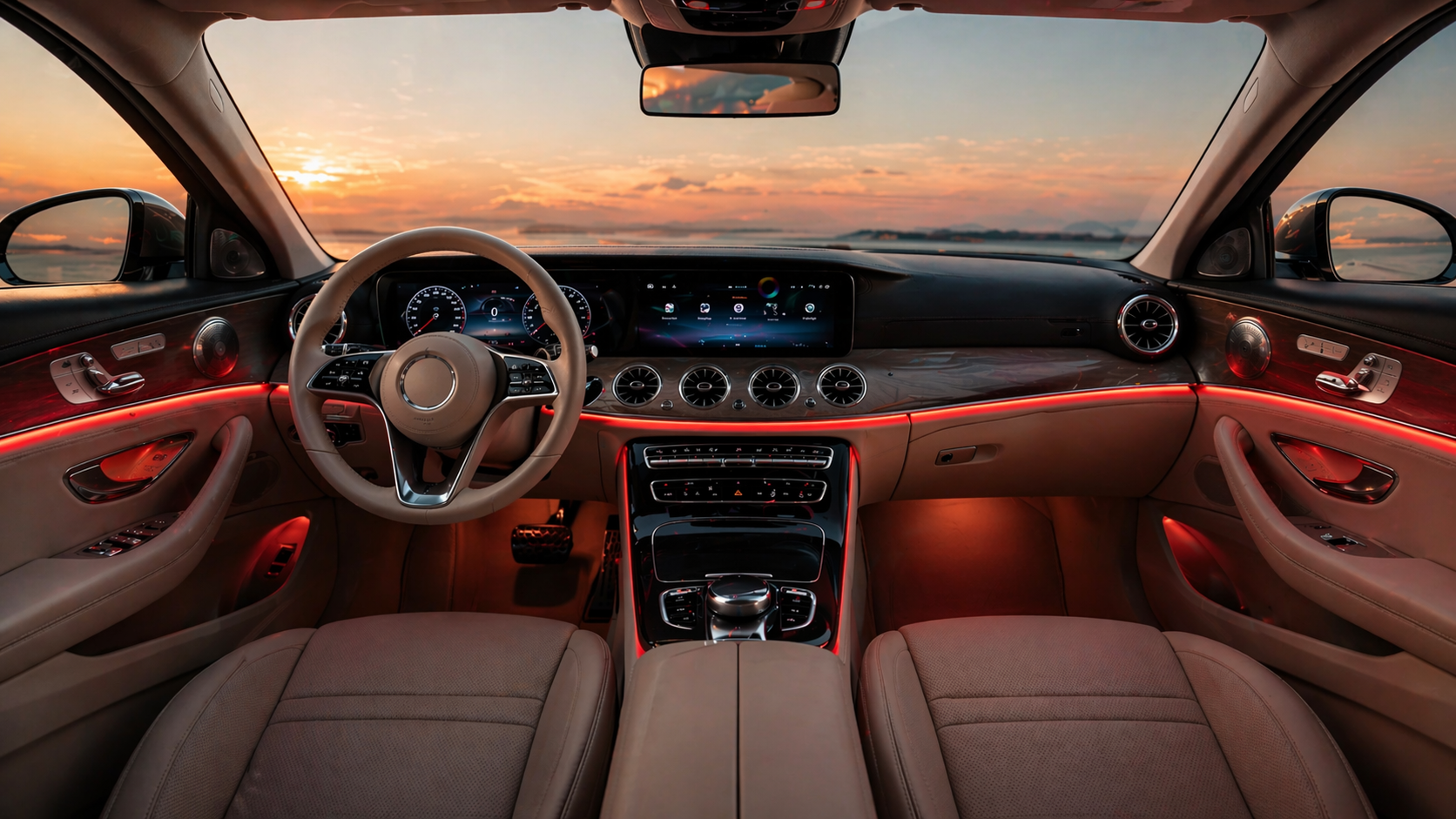 Car Dashboard Neon Red Wire Light 3 Meter – Flexible Ambient Interior Decorative Light Strip