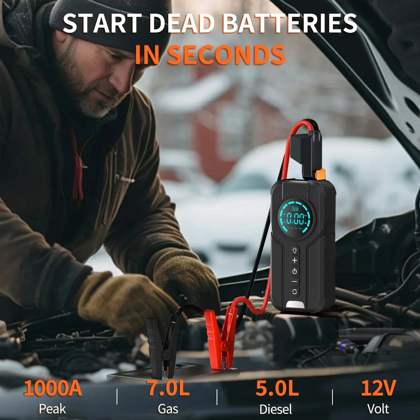 4 in 1 Car Jump Starter Air Compressor